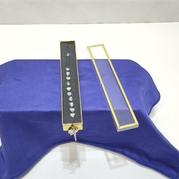 Our Lady Of Fatima Rosary Bracelet Heart Beads & Cross Charm W/ Case New Unused - Picture 1 of 7